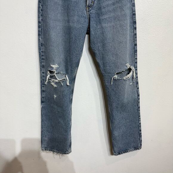 AGOLDE Blue Mia Mid Rise Distressed Straight Leg Jeans Sz 26 - Picture 4 of 13